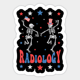 4th of July Skellies, Dancing Skeleton, American Flag, Red White Blue Sticker